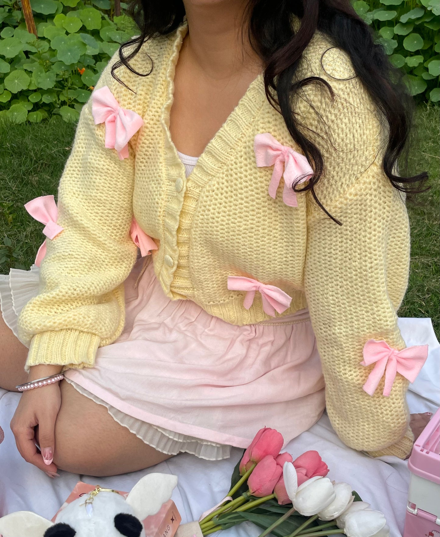 yellow bow cardigan