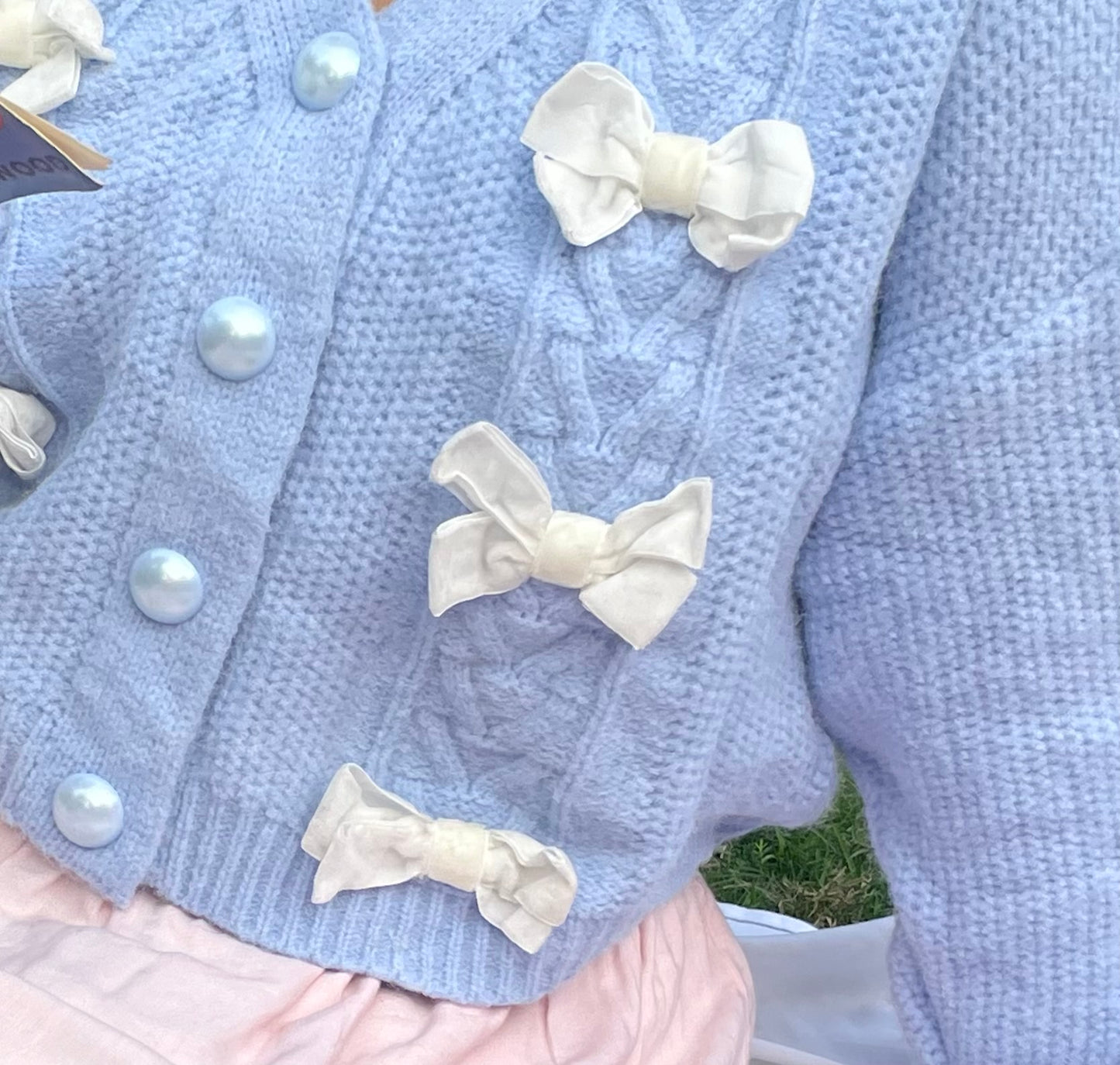 blue bow cardigan