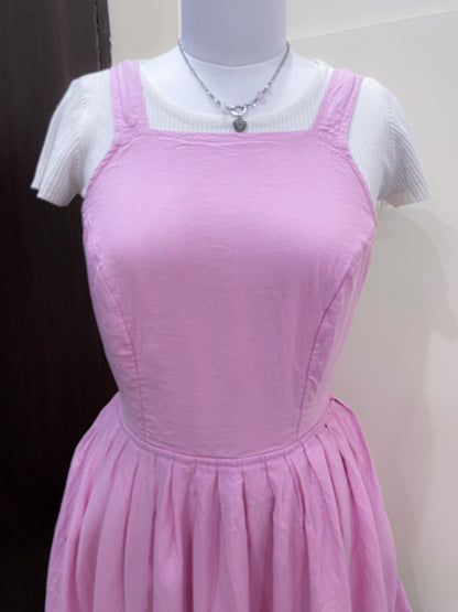 pink overall dress