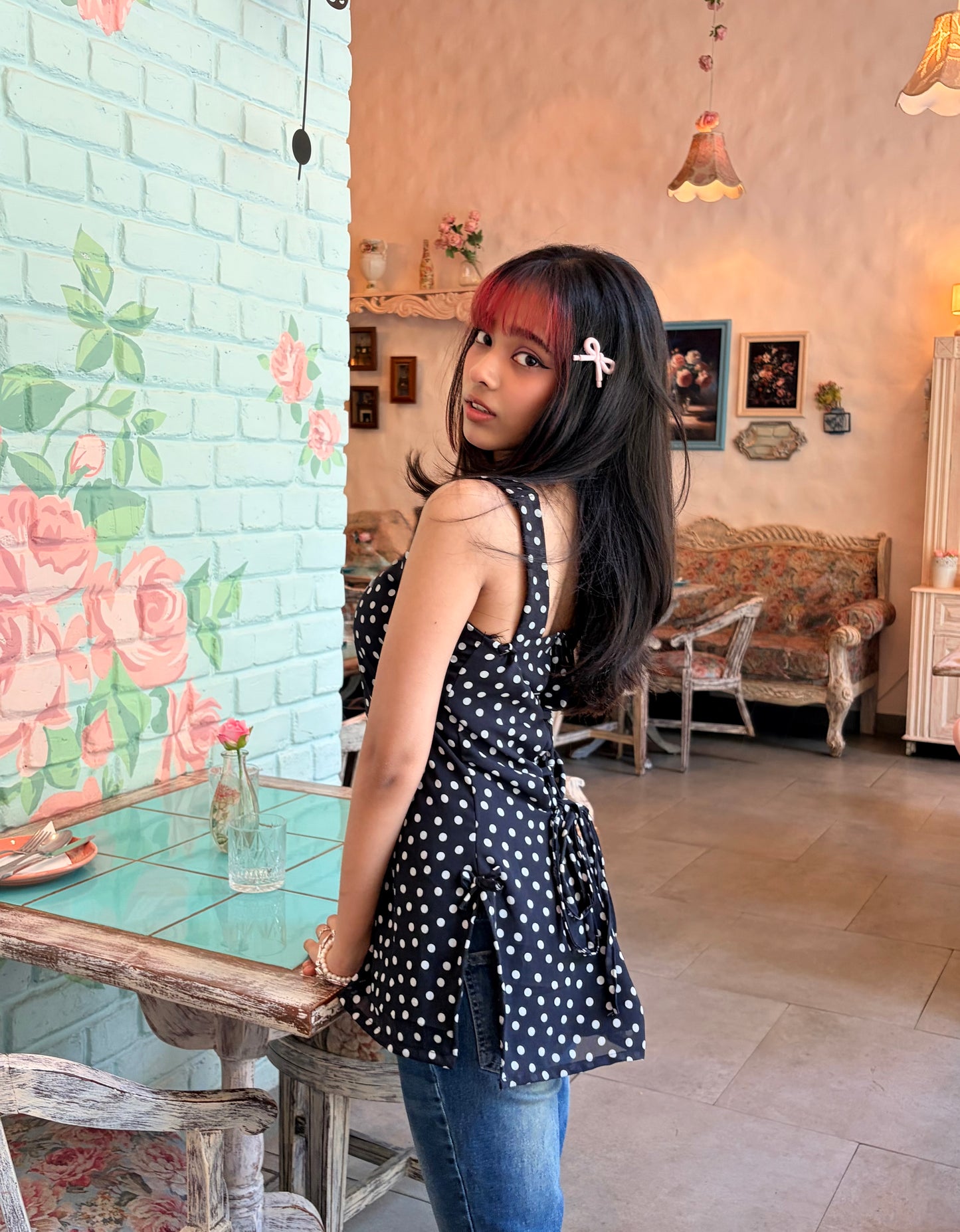 Black polka dot kurti