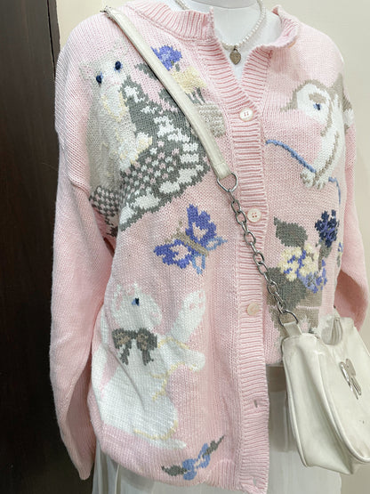 “cats and bunnies” cardigan