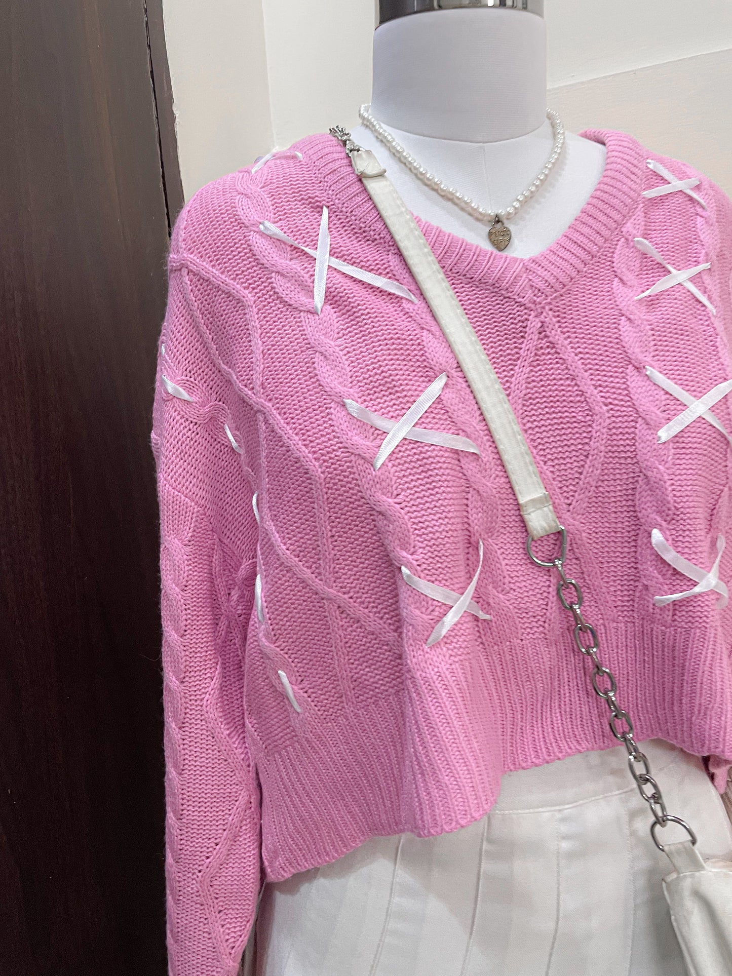 pink coquette pullover