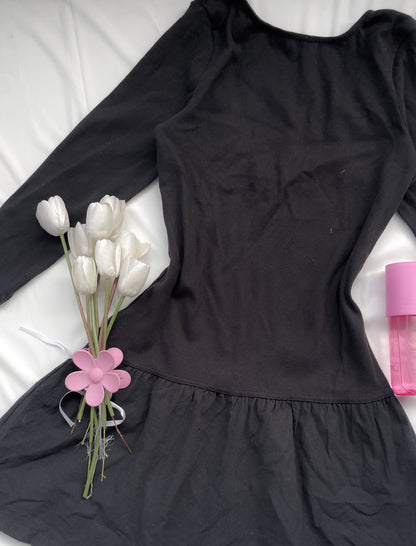black flared dress