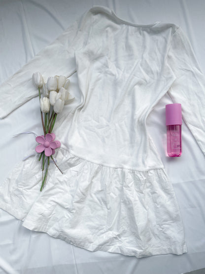 white flared dress