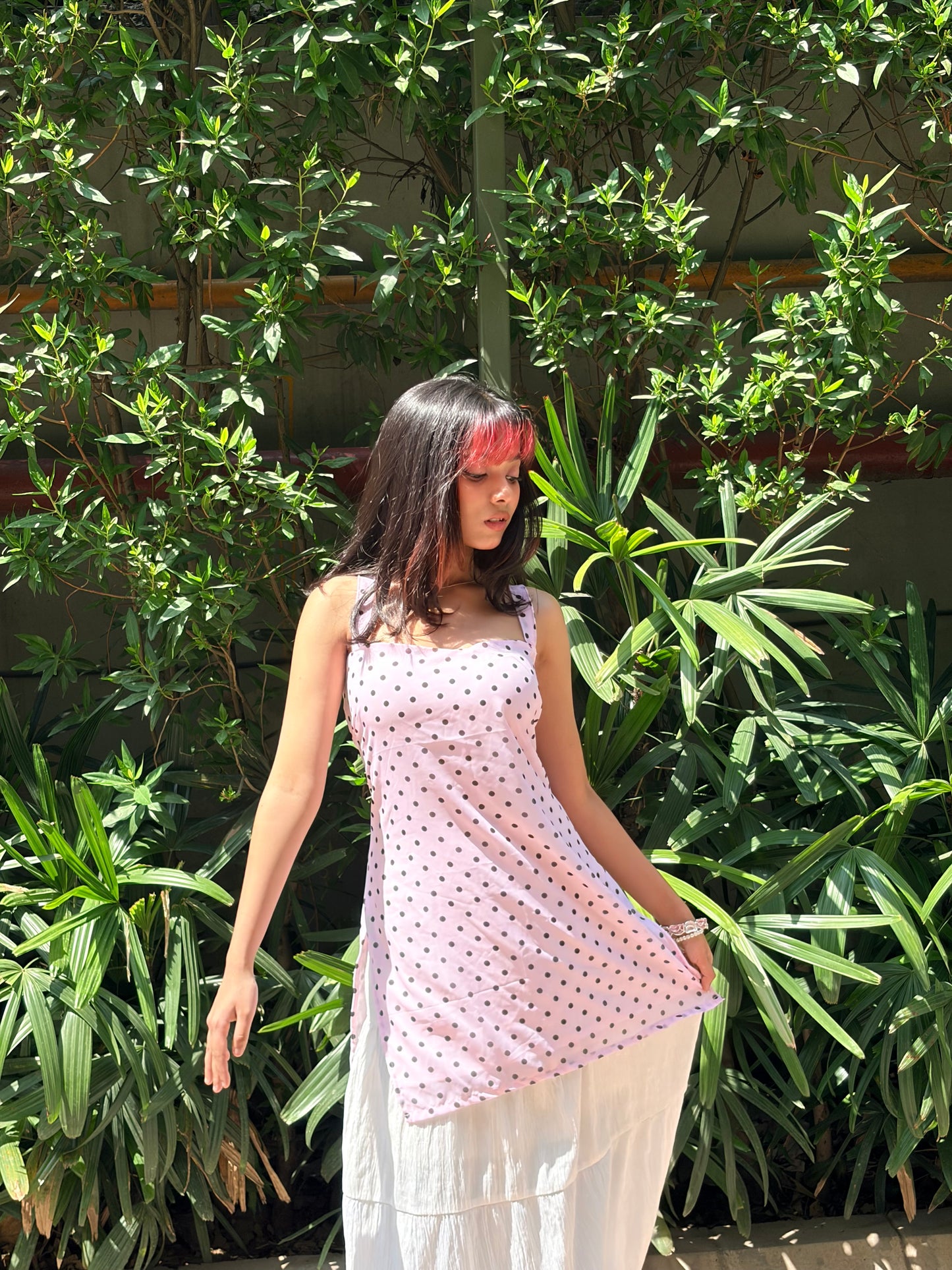 Pink polka dot kurti