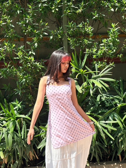 Pink polka dot kurti