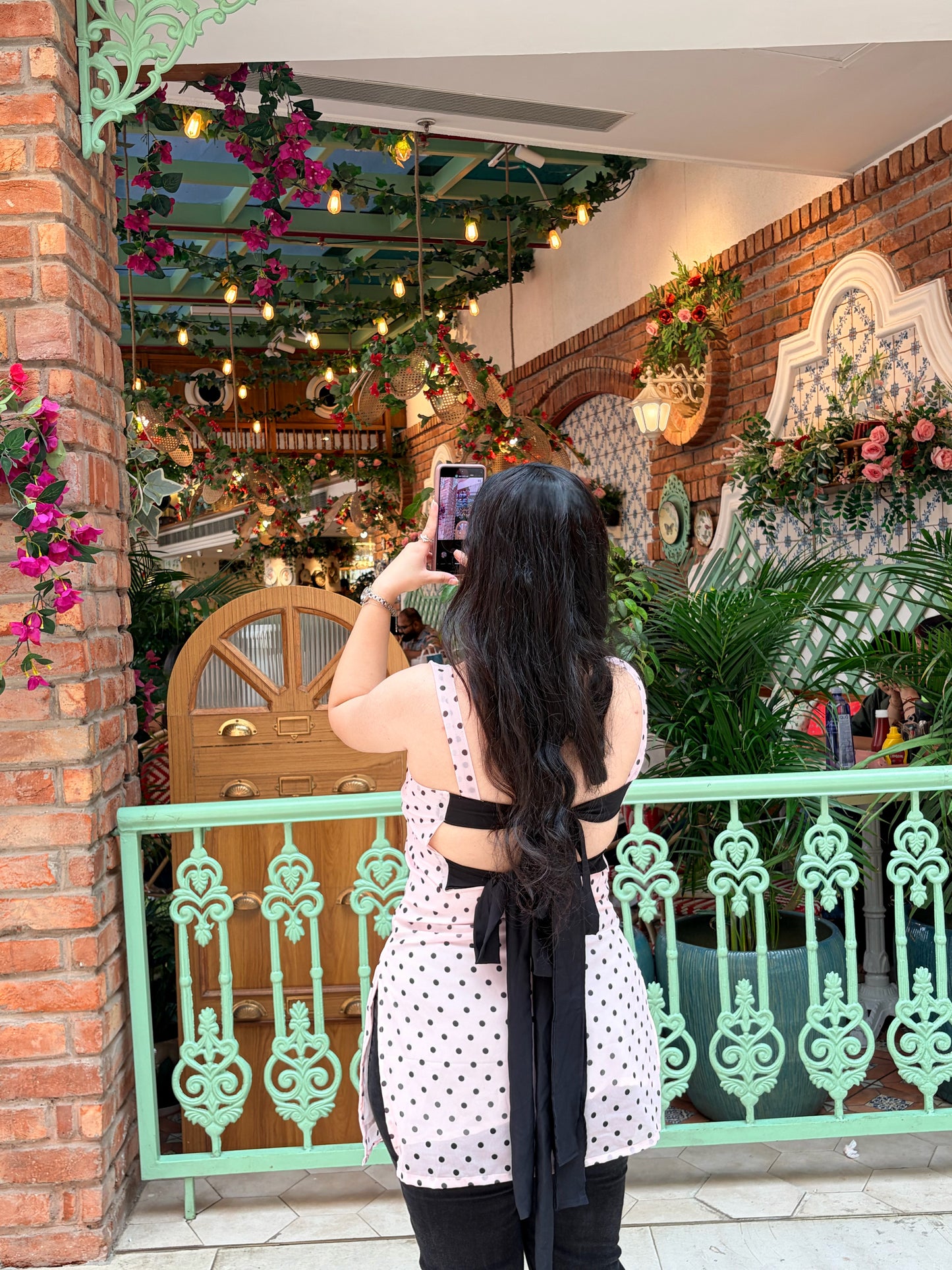 Pink polka dot kurti