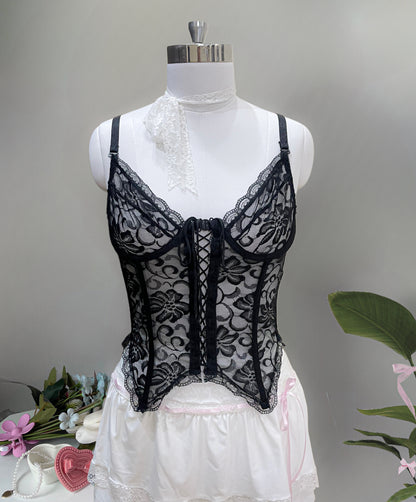 black lace corset top