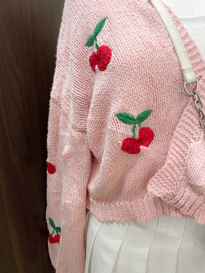 pink cherry cardigan