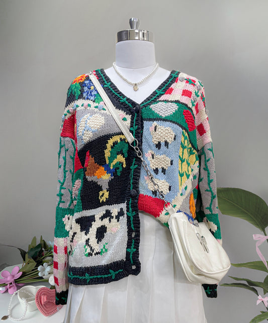 farm patchwork cardigan