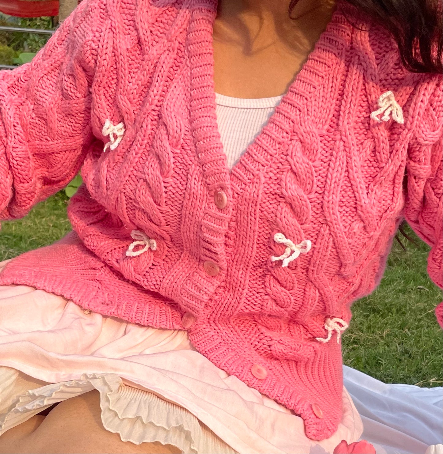 pink bowie cardigan