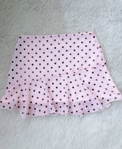 Pink polka dot skirt