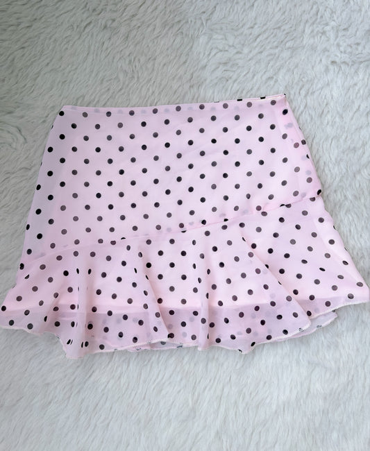 Pink polka dot skirt