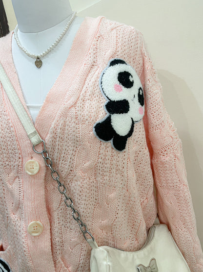 panda oversized cardigan