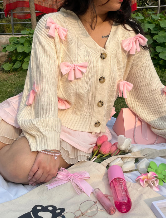 pink bow cardigan