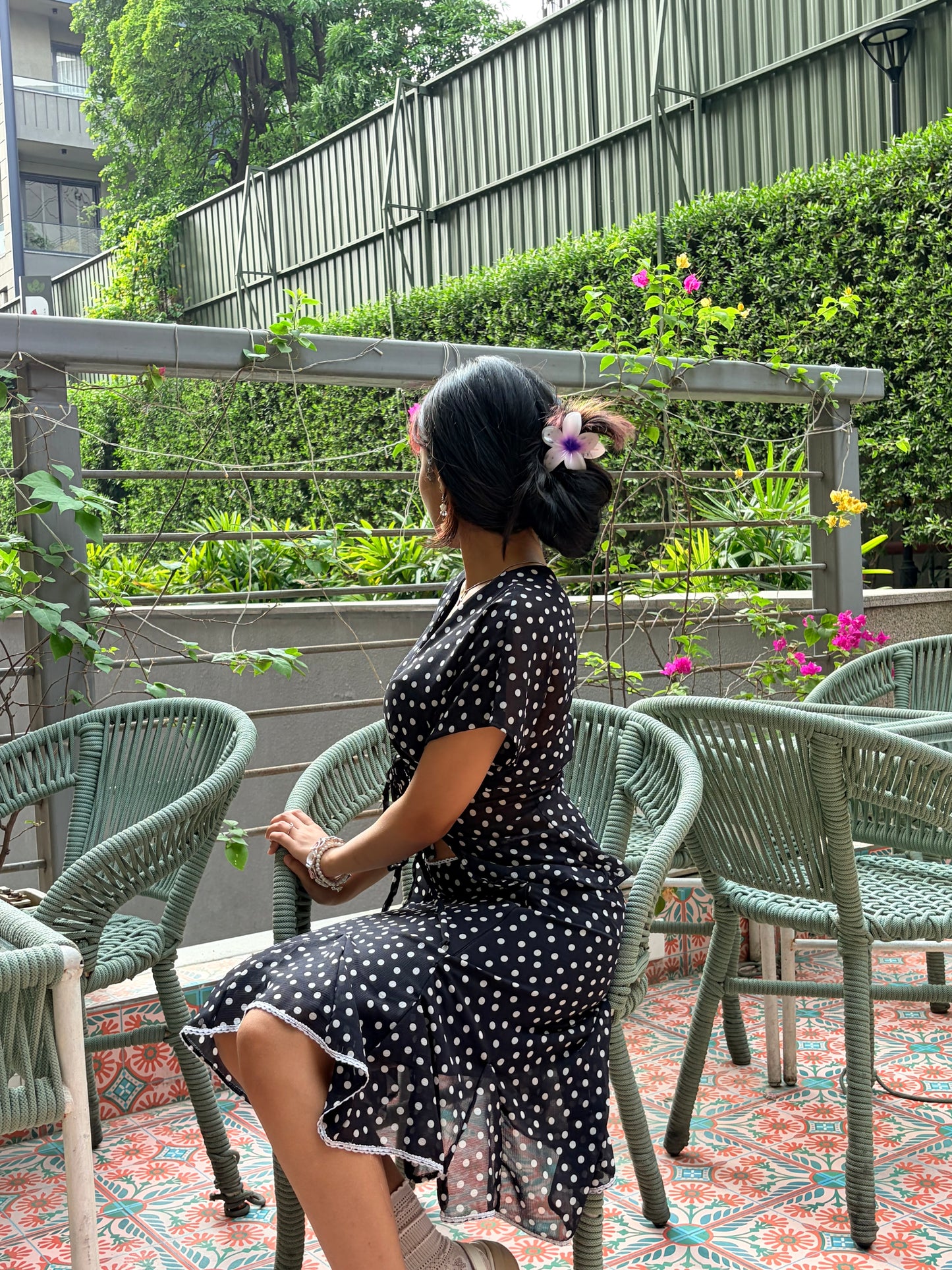 Black polka dot skirt