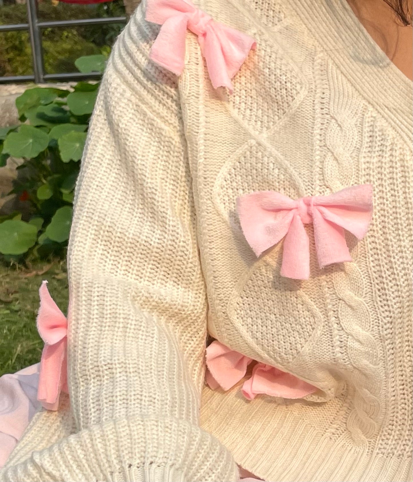 pink bow cardigan