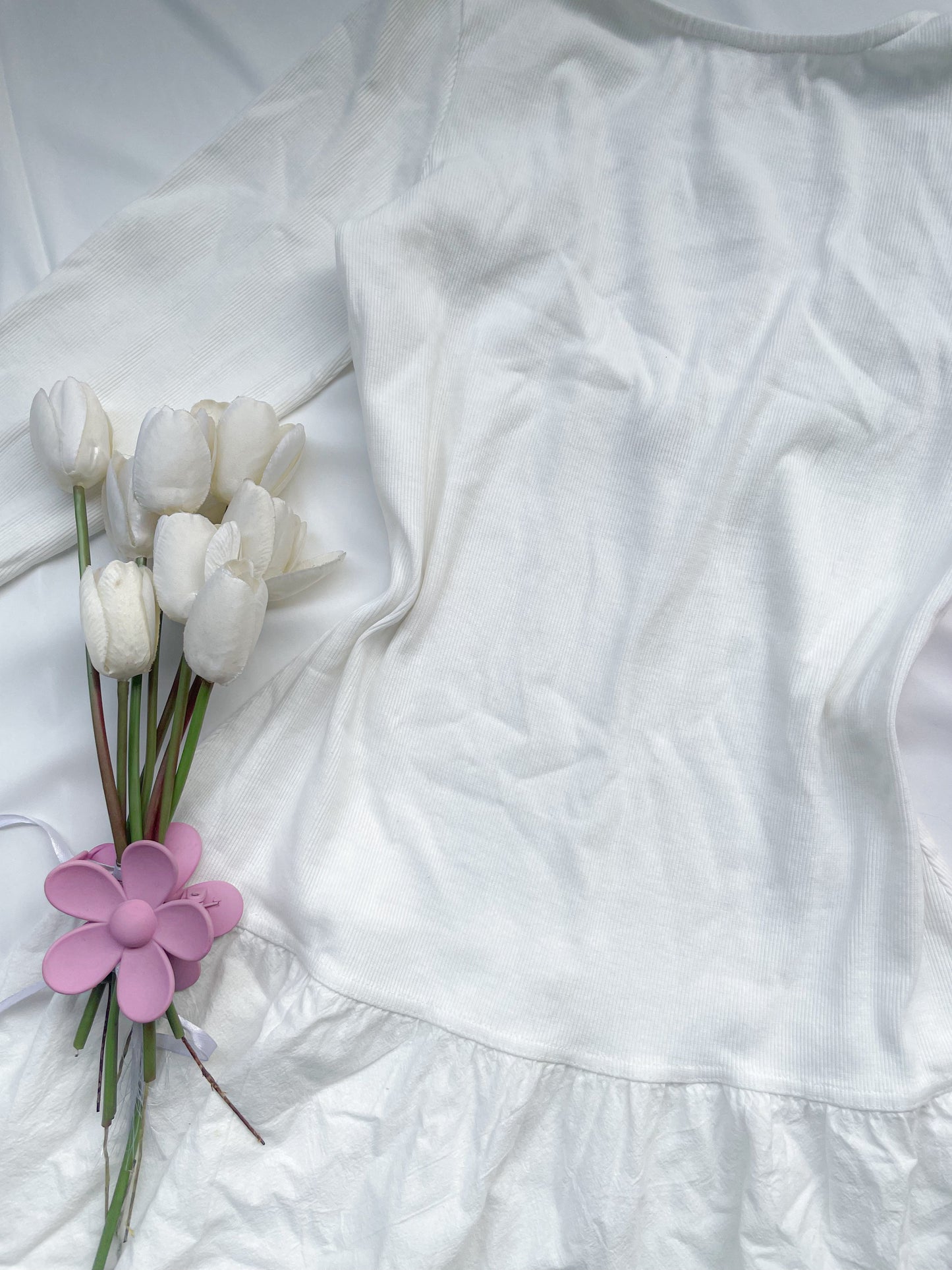 white flared dress