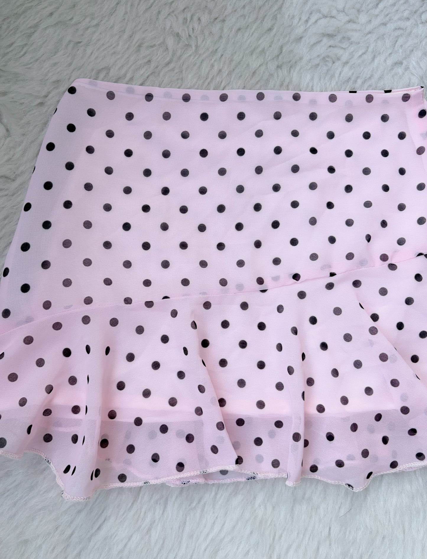 Pink polka dot skirt