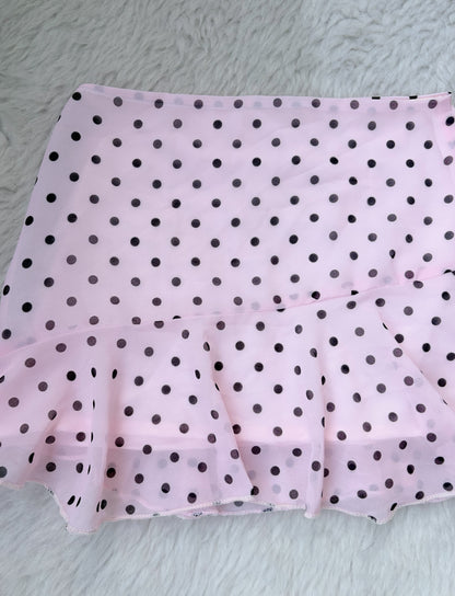 Pink polka dot skirt