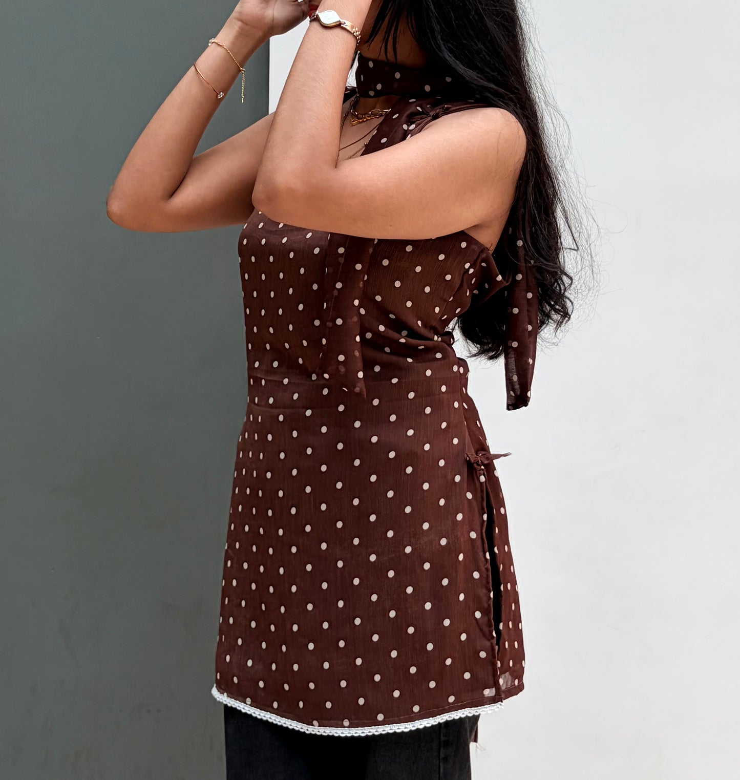 Brown polka dot kurti