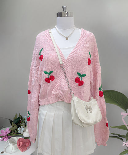 pink cherry cardigan