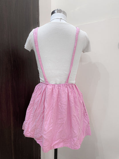 pink overall dress