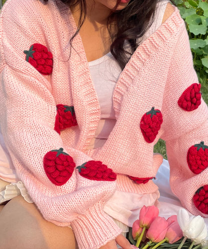 pink strawberry cardigan