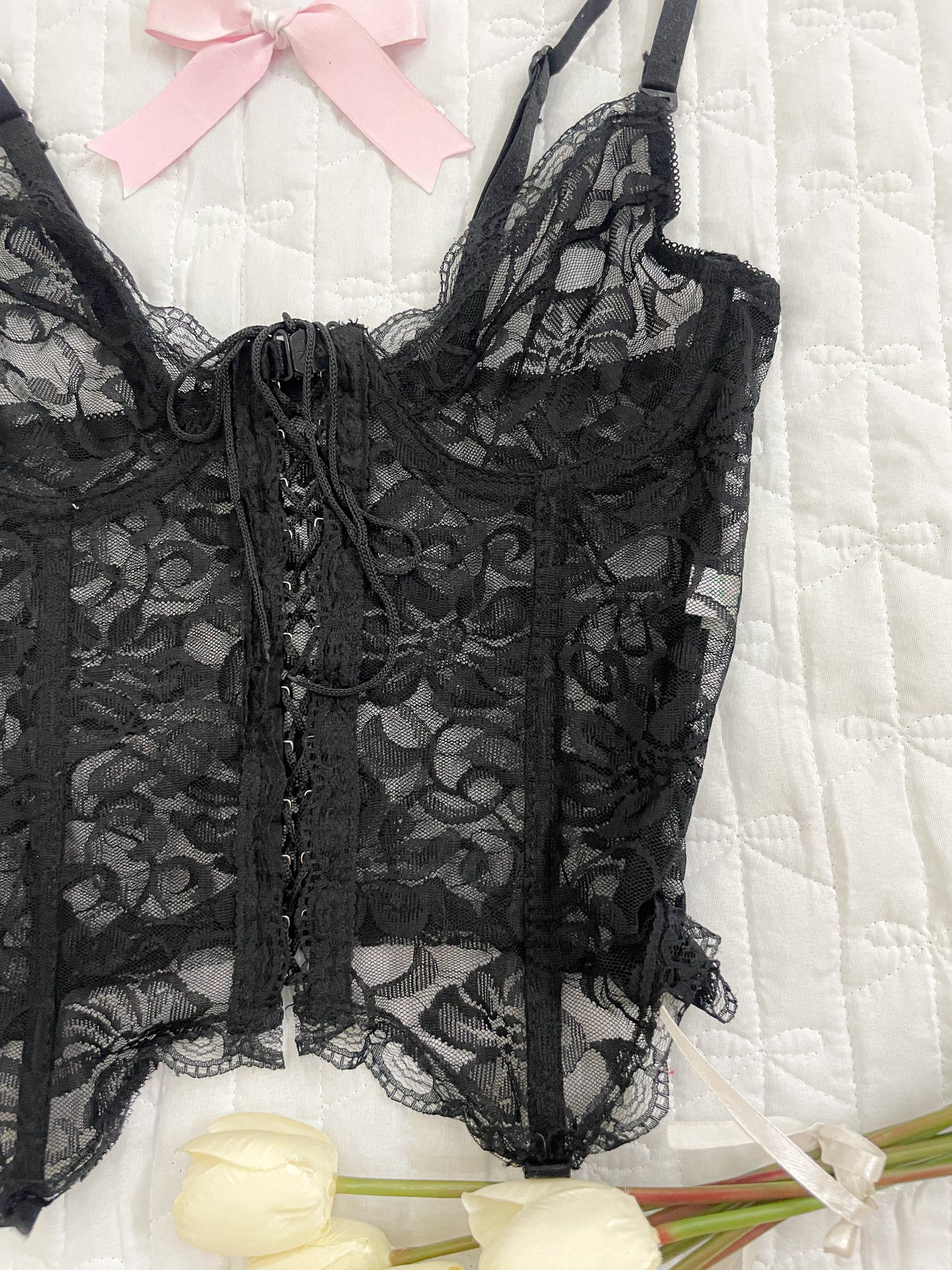 black lace corset top