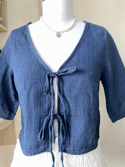 denim front tie top