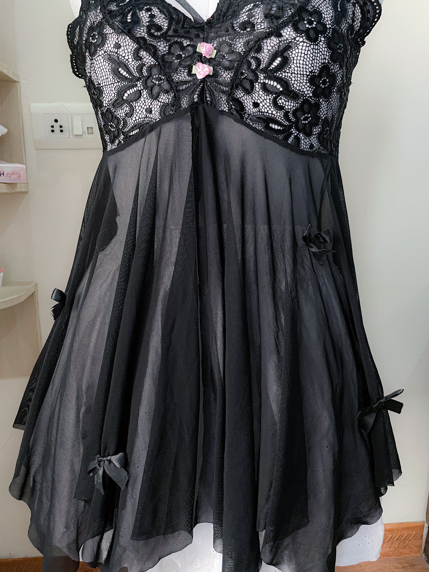 black mesh lace top