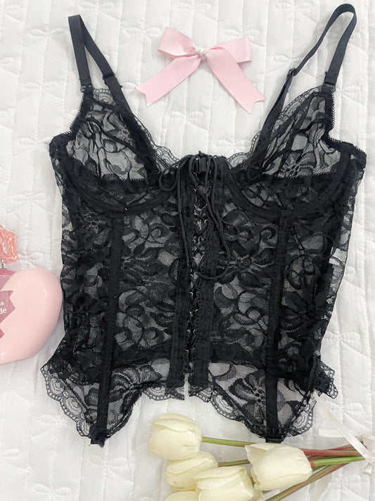 black lace corset top