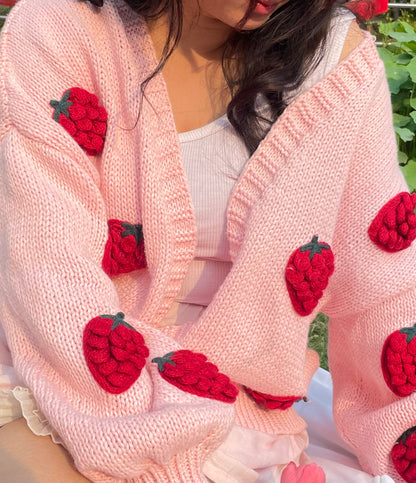 pink strawberry cardigan