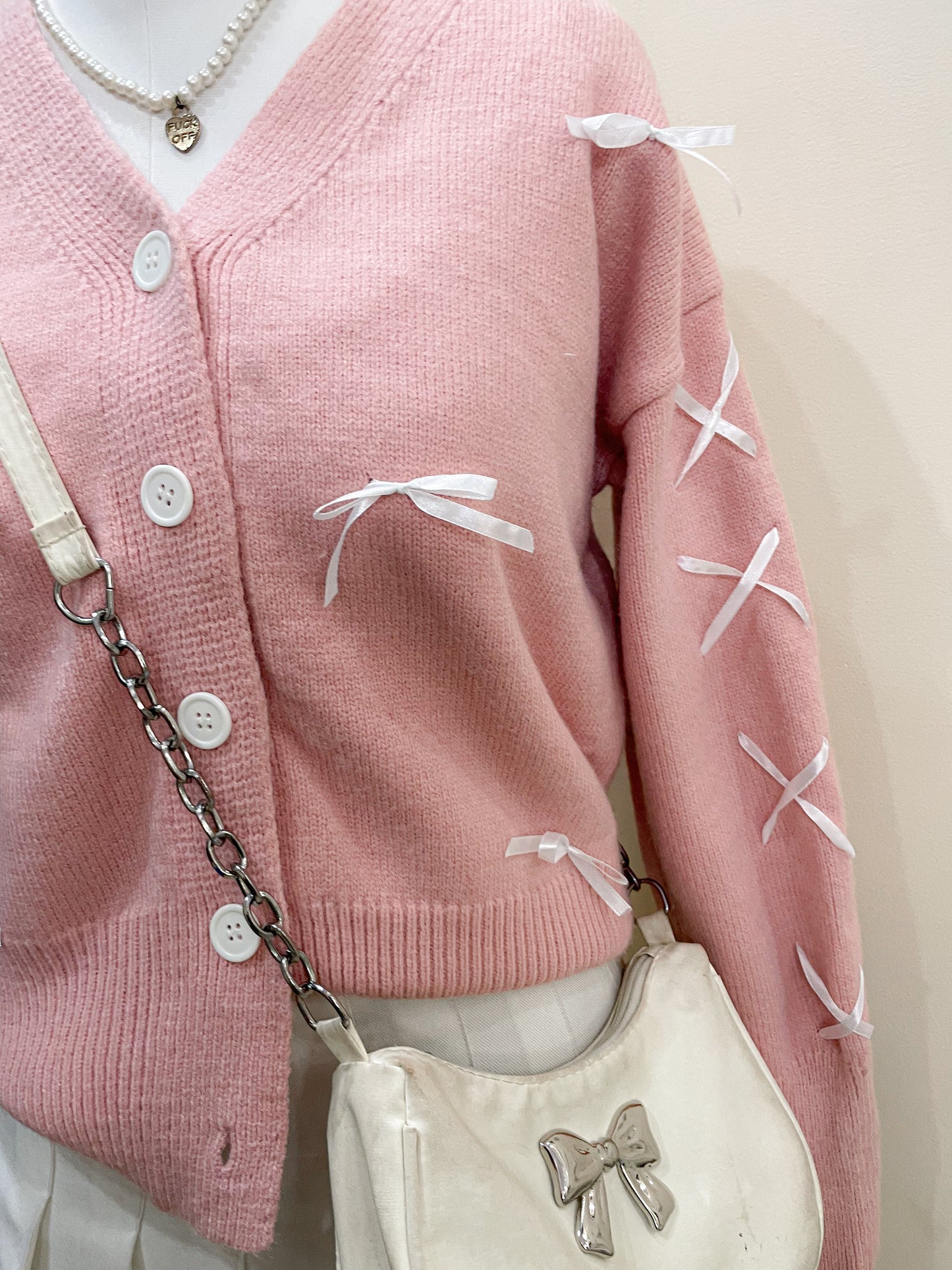 pink ribbon cardigan