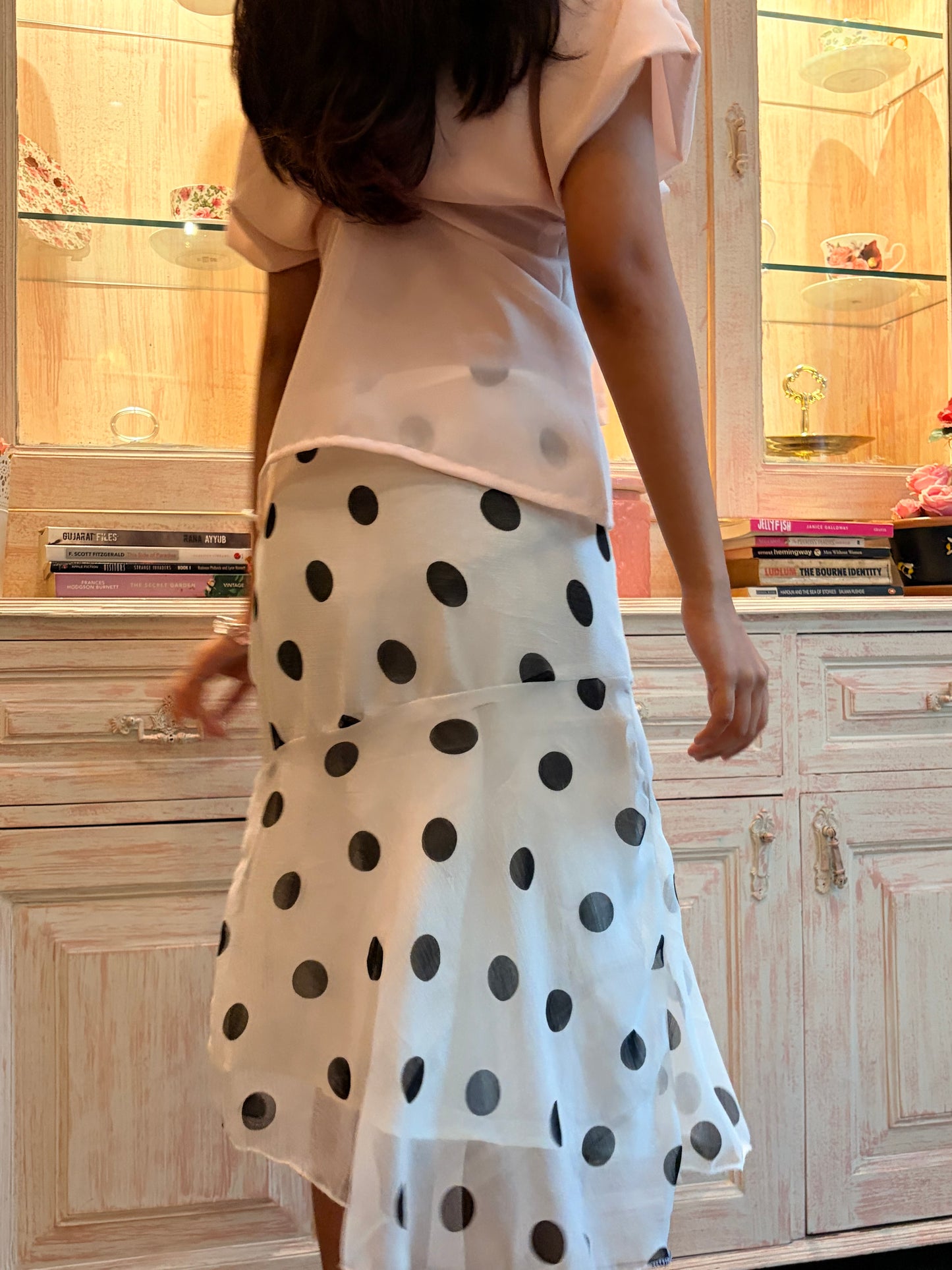 White polka dot skirt