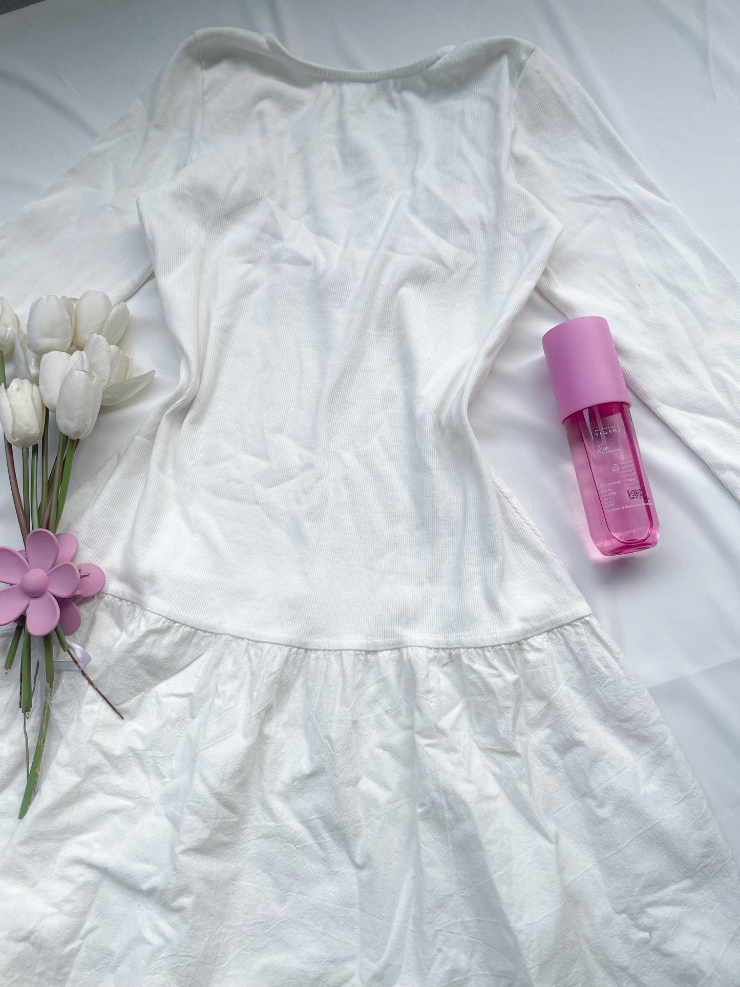 white flared dress