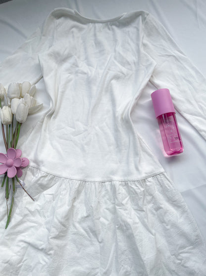 white flared dress