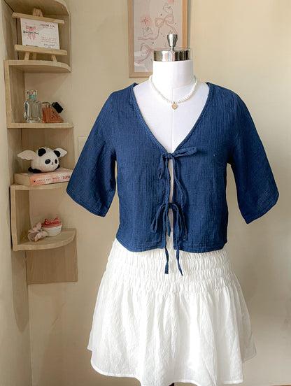 denim front tie top