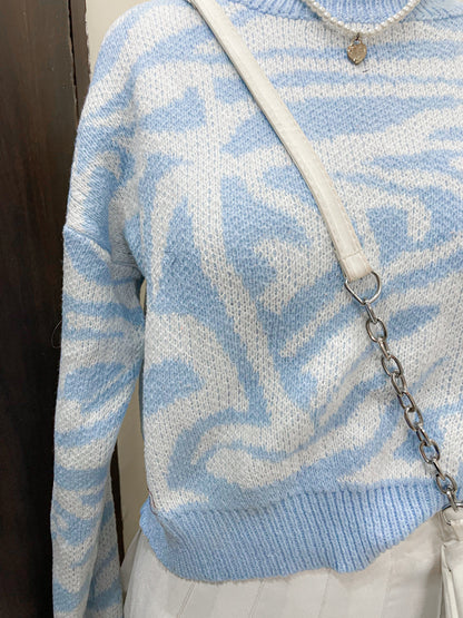 blue swirl pullover