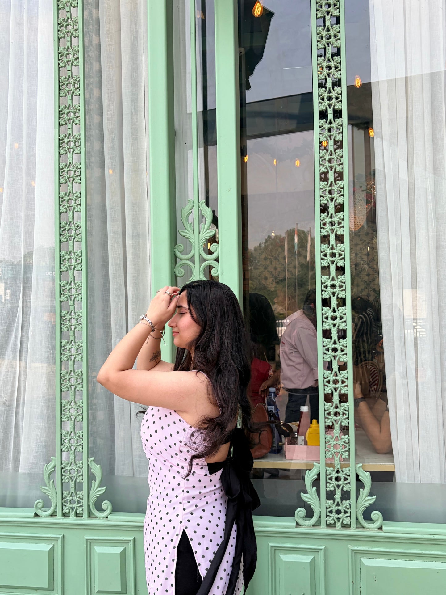 Pink polka dot kurti