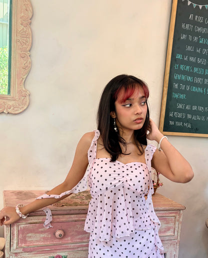 Pink polka dot top