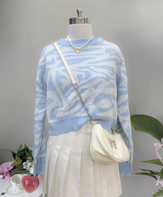 blue swirl pullover