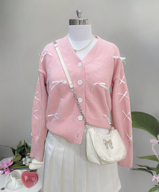 pink ribbon cardigan