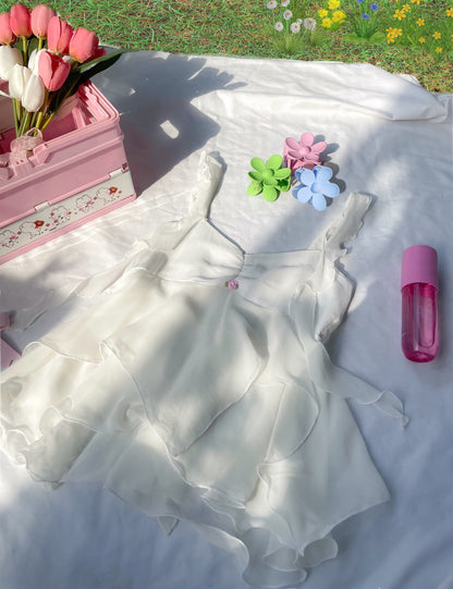Periwinkle white top