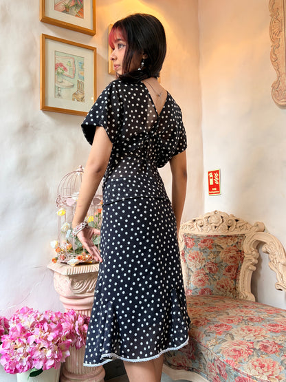 Black polka dot skirt