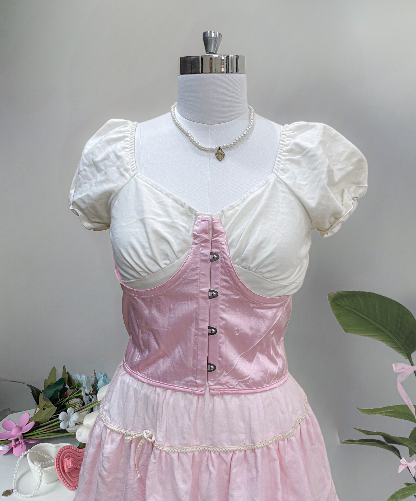 pink underbust corset