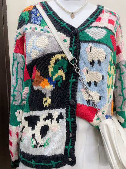 farm patchwork cardigan