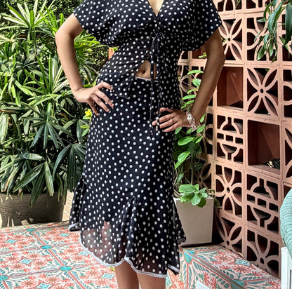 Black polka dot skirt