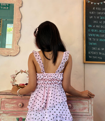 Pink polka dot top
