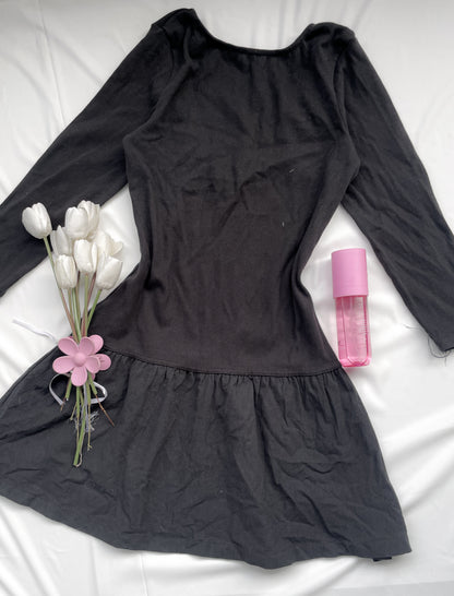 black flared dress
